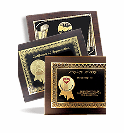 Certificates, Certificate Plaques, Certificate Frames, and Holders